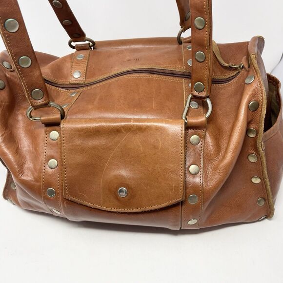 HAMMITT Suzy Duffle Oversized Weekend Large Brown Leather Diaper Bag - Studded - Picture 9 of 15